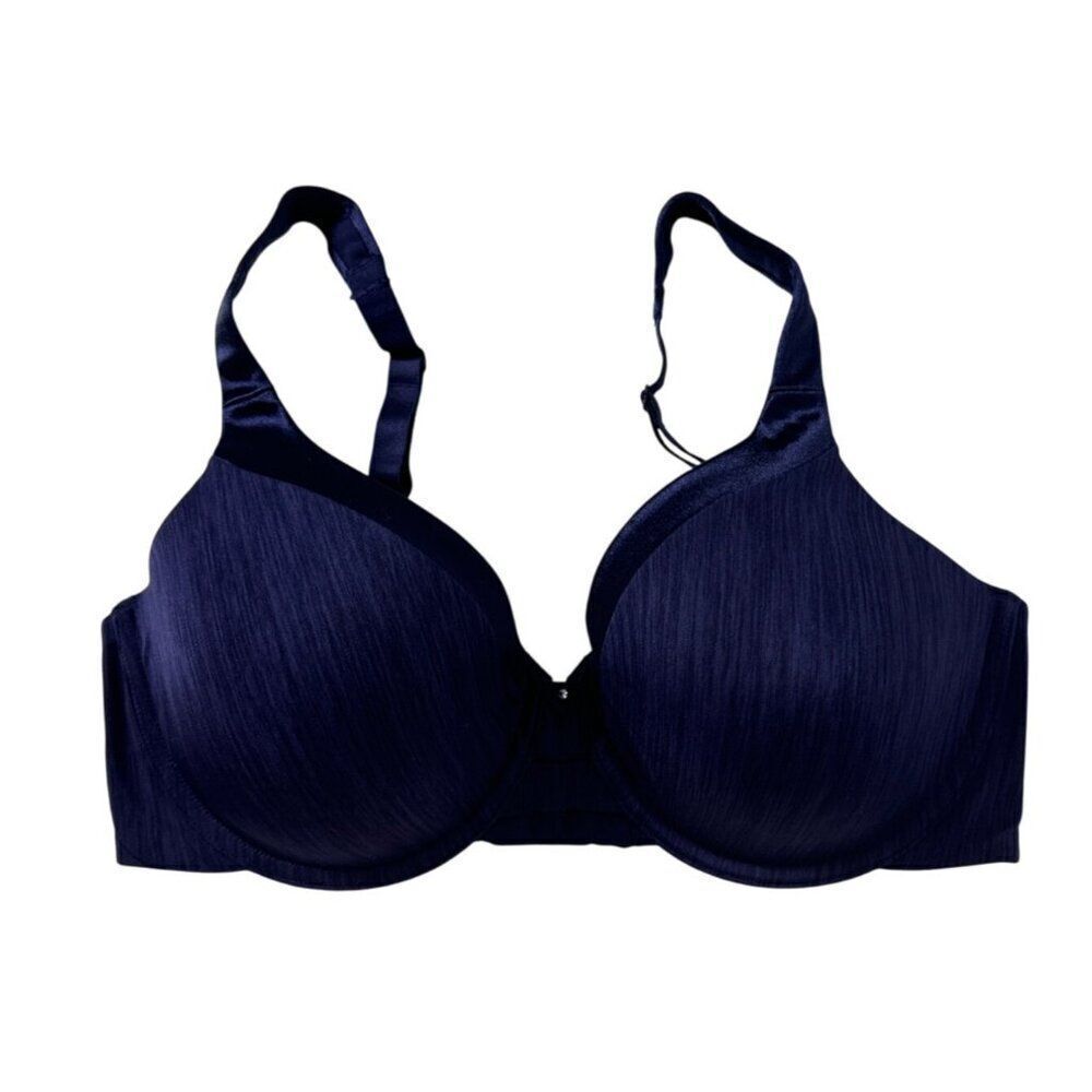 Vanity Fair Womens Underwire Bra 36D Navy Blue Nylon & Spandex Lightly Padded
